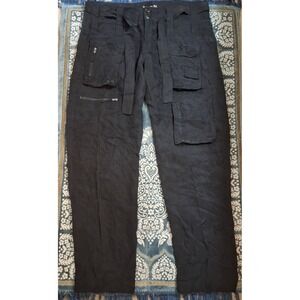 Johnny Was Pete & Great Silky Black Luxury Cargo Pants Relaxed Fit Women's 8